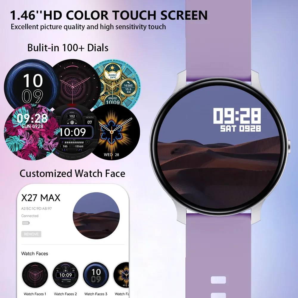 ساعة ذكية جديدة من الدرجة العسكرية 1.46 بوصة شاشة TFT BT5.3 تنبيهات الاتصال/الرسائل، بطارية 230 مللي أمبير في الساعة، ساعة مغامرة خارجية للرجال IP68