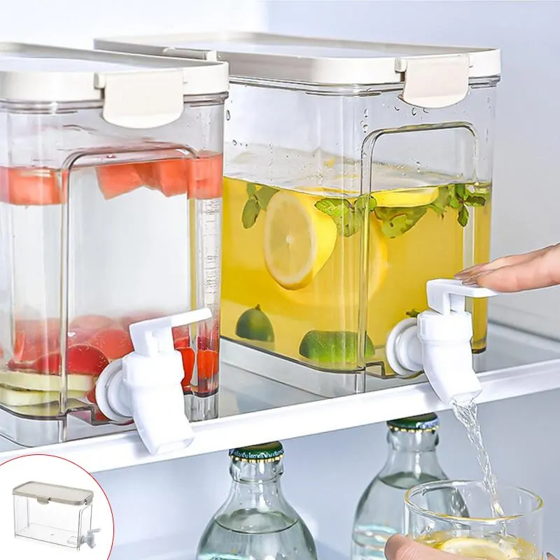 Distributeur de Boissons Transparente pour Réfrigérateur, Bouilloire Froide de 3,9 L, Précieux, avec Eau Fraîche d'Été, Bouteille de Limonade E27