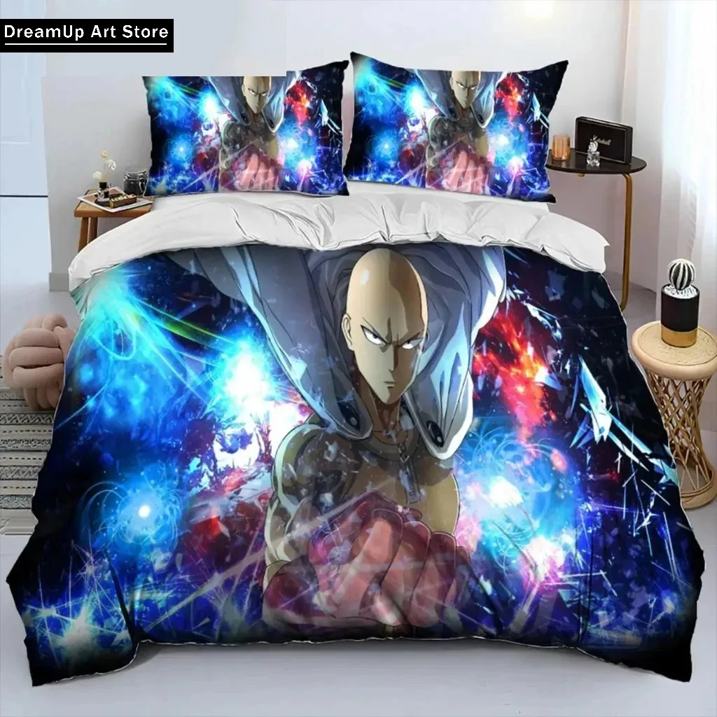 3D Print Anime One-Punch Man Saitama Bedding Set Boys Girls Twin Queen Full Size Duvet Cover Pillowcase Bed Adult Bedroom