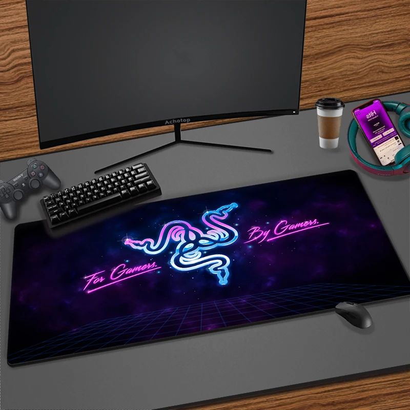 Razer originalidade arte impressão hd xxl mouse pad gamer acessório quente grande bloqueio de computador borda teclado tapete mousepad