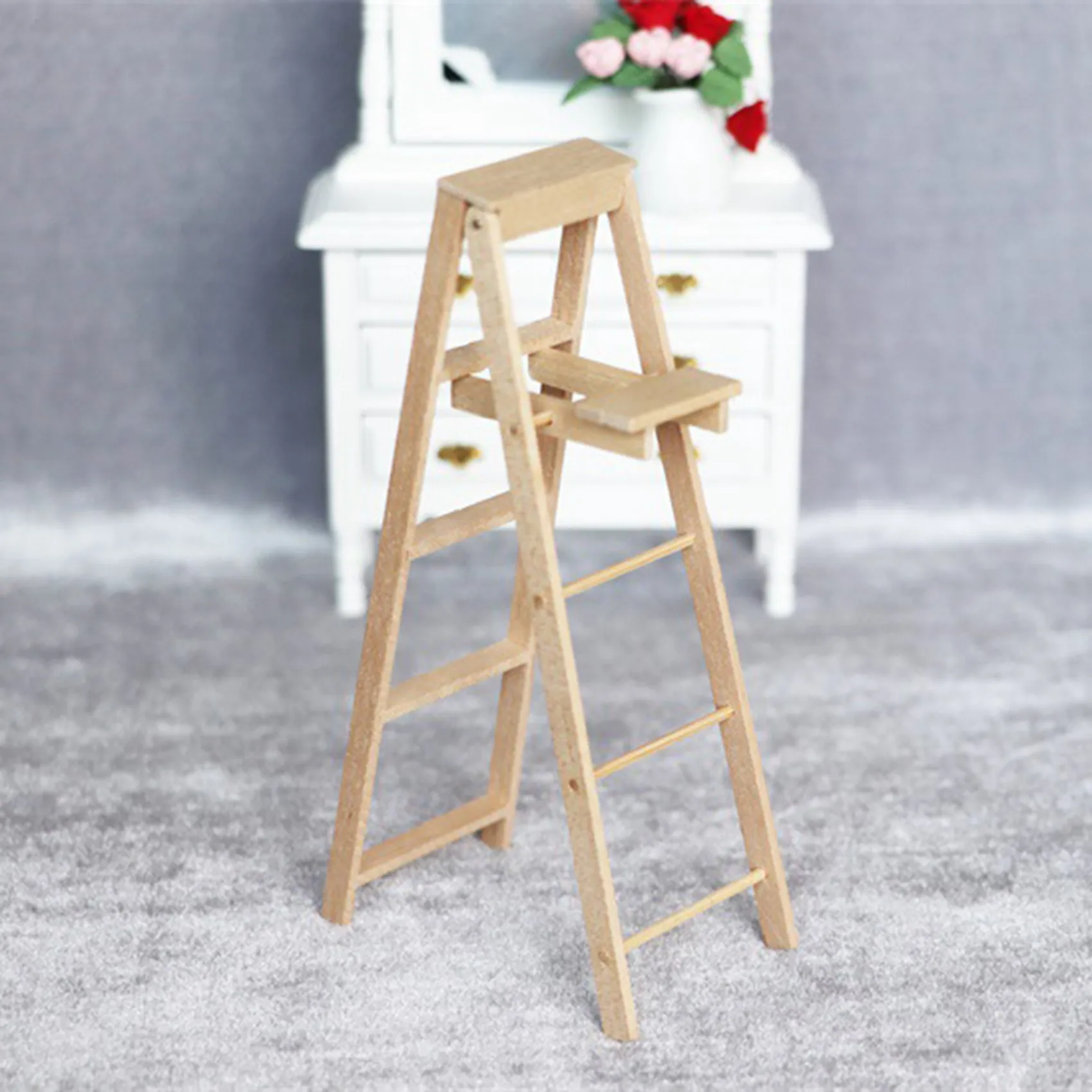 1/12 Dollhouse Miniature Furniture Wooden Ladder Simulation Dollhouse Furniture Toys for Dollhouse DecorateJAS