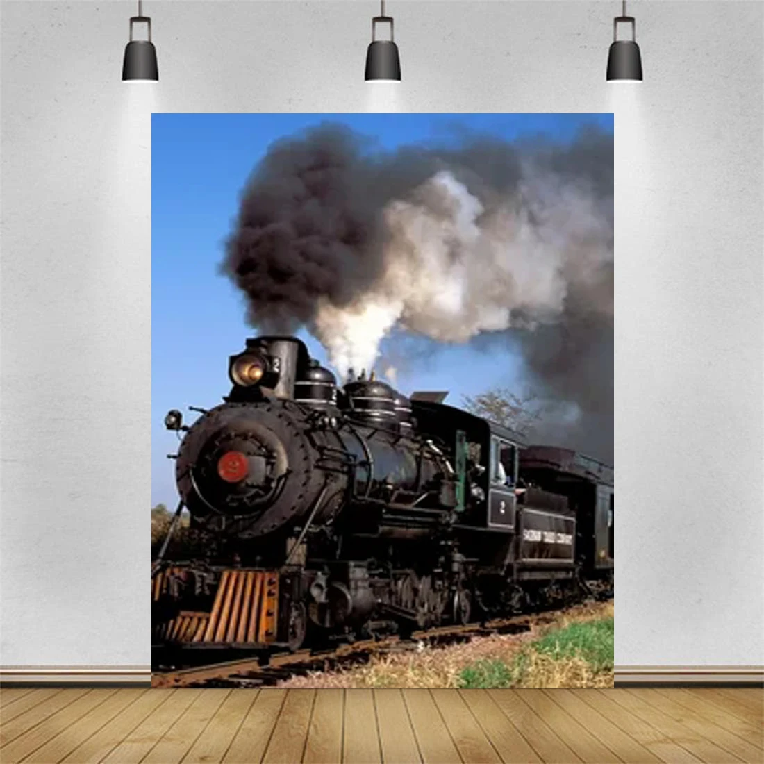 Fondo Fotográfico de Locomotora de Vapor Estilo Antiguo, Decoración de Interior de Estación de Tren, Fondo para Retratos, Póster