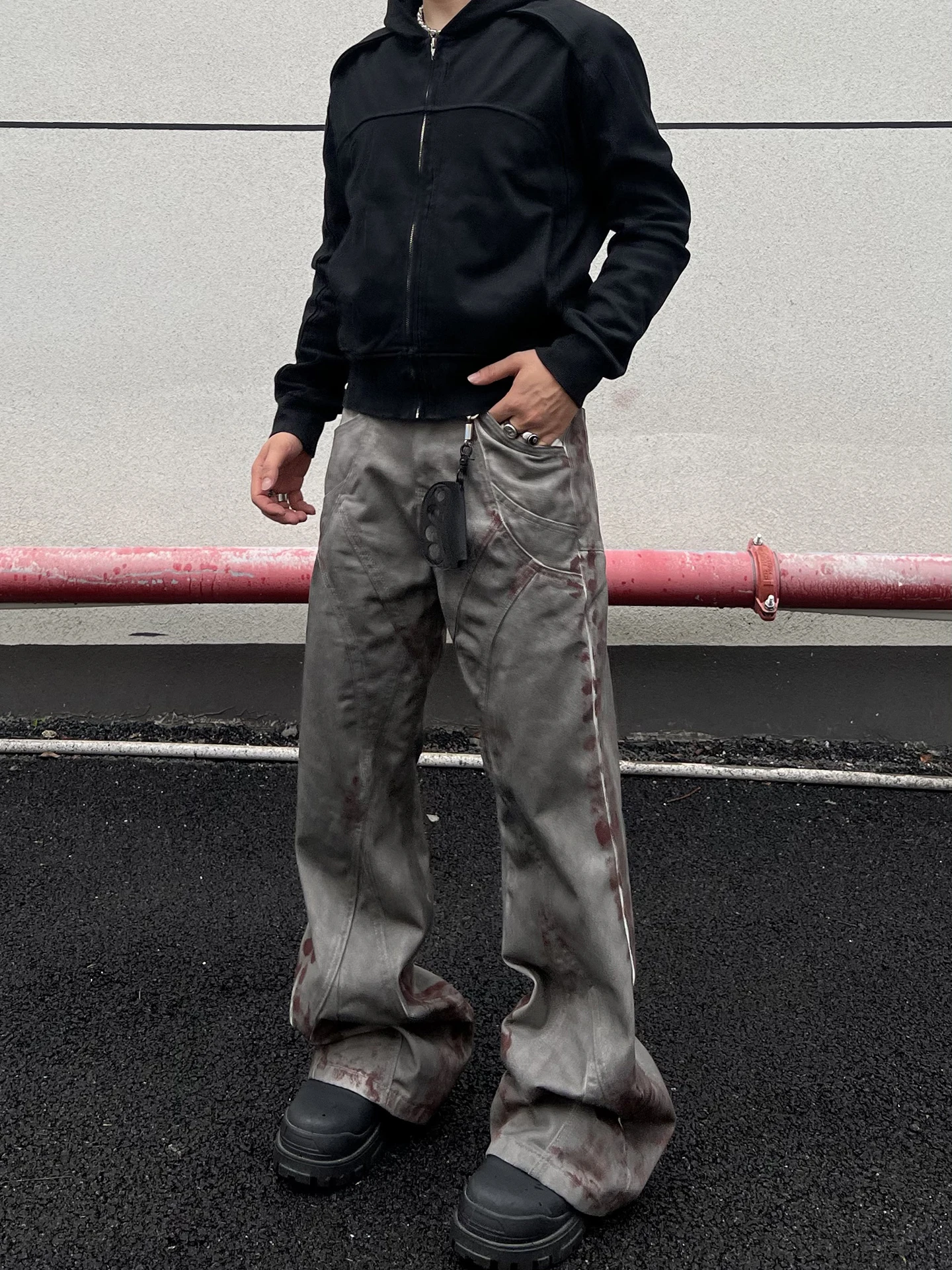 

Мужские джинсы-клеш в стиле рустик-винтаж, износостойкие, повседневные, из смесового хлопка и полиэстера