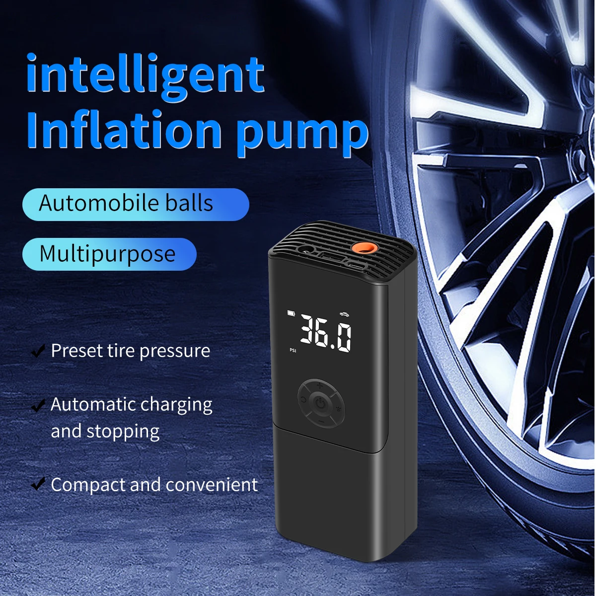 

Inflation Pump Rechargeable 12V 80W Tire Inflator Portable Compressor Digital Cordless Car Tyre Inflator For Motocycle Bicycle B