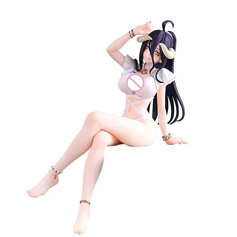 Japanese Anime Devil Overlord Action Figure Sitting Figurine Swimsuits Albedo Figures Noodle Stopper Model PVC Collection Toys