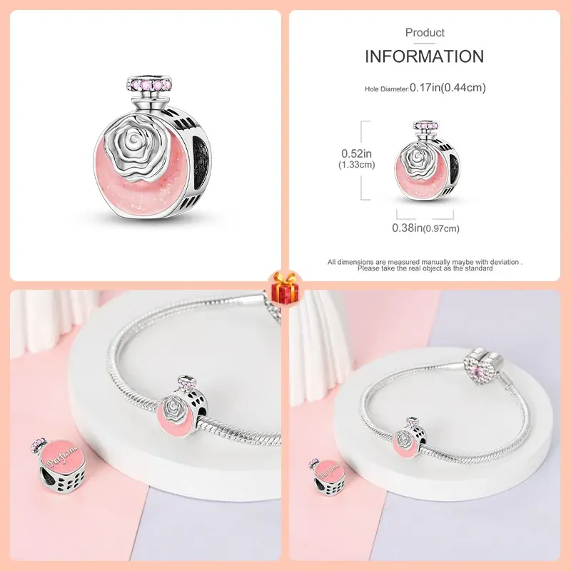 Sterling Silver 925 Woman with Puppy Travel Hobbies Pink Collection Adolescent Girl Style Charm Beads Original Bracelet DIY Gift