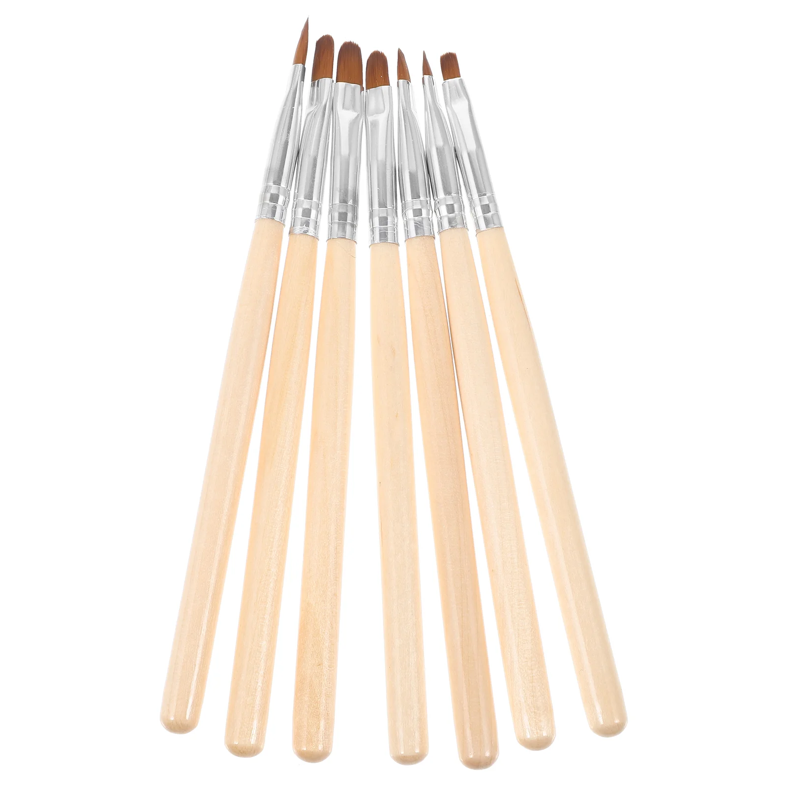 7 Pcs Nail Phototherapy Pen Wooden Color Holder Semi-circular Brush Pack Polish for Clean up Gel Fiber