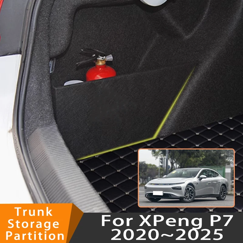 

Auto Accessories For XPeng P7 2020~2025 2021 2022 Car Upgrad Organizer Trunk Side Partition Trunk Interior Storage Box Parts