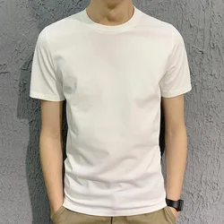 2023 Summer White Solid T Shirt Men Cotton Causal O-neck Basic T-shirt Male High Quality Classical New Slim fit Tops