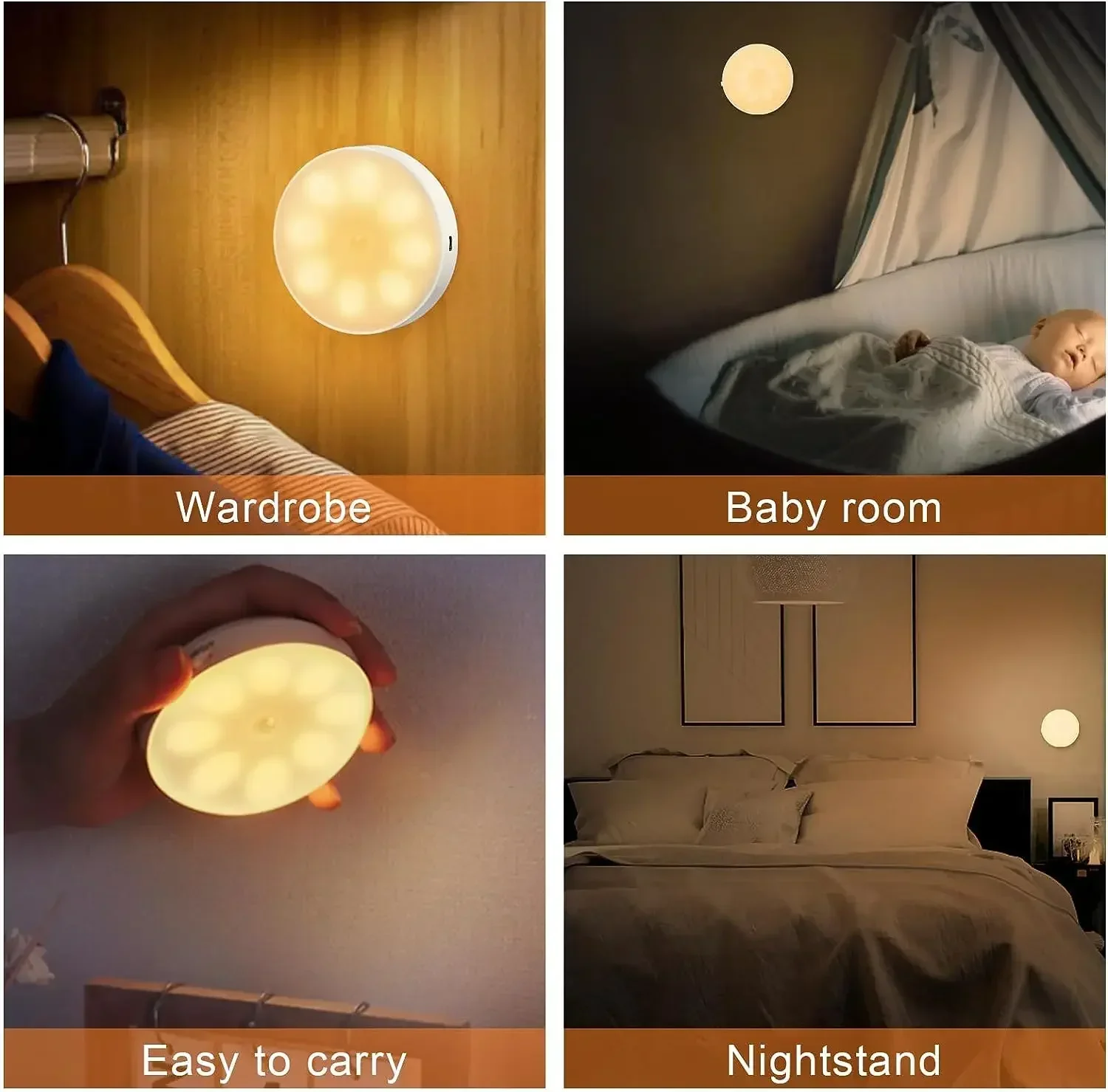 LED Touch Night Light 500mAh Battery USB Rechargeable Wireless Led Lamp Magnetic For Bedroom Bedside Table Lighting