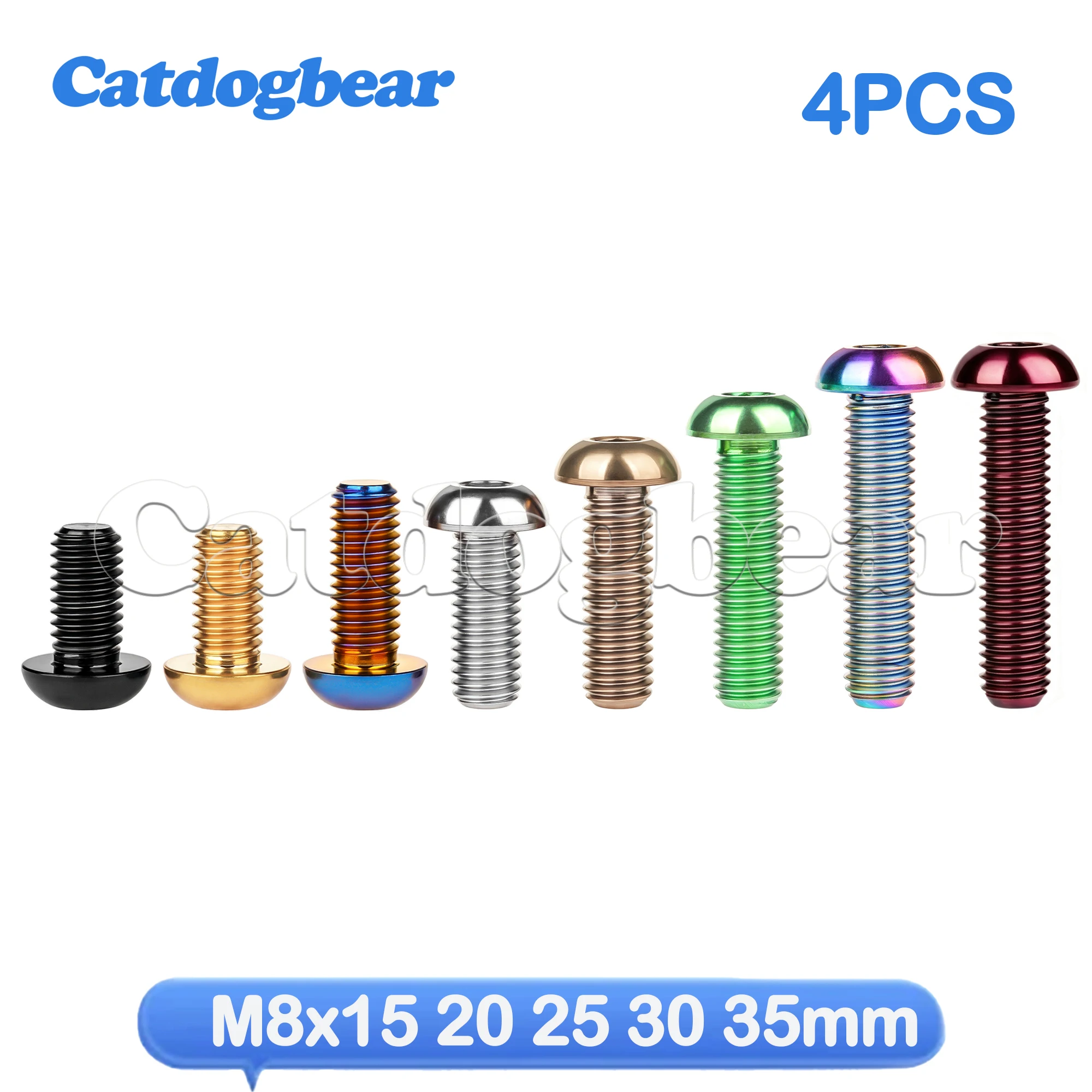 Catdogbear 4PCS Titanium Bolt M8x15 20 25 30 35mm Allen Key Head Screws