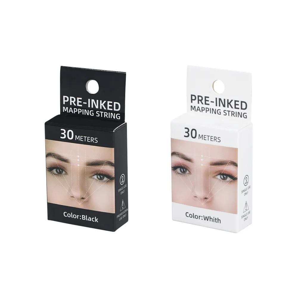 30m Black/White Microblading Pre-Inked Mapping String Eyebrow Marker Thread Tattoo Brows Point PMU Styling Tools