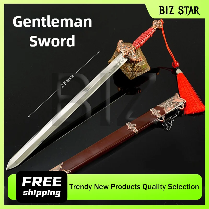 

Металлическая модель меча джентльмена из игры Naraka Bladepoint, 30 см/11,81 дюйма, полнометаллическая, для занятий боевыми искусствами, игрушечный меч с ножнами