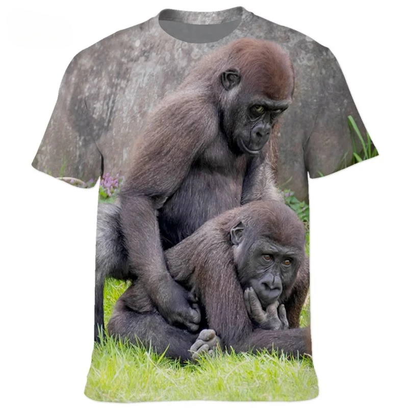 Fashion Casual Men Clothing Animal Orangutan/monkey 3D Print T-shirt Personalized Funny Harajuku Street Round Neck Short Sleeve