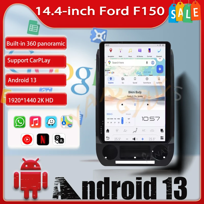 14.4 بوصة راديو أندرويد لفورد F150 ، F250 ، 2015 2016 2017 2018 2019 2020 2021 ، سيارة نظام تحديد المواقع نافي مشغل وسائط متعددة رئيس وحدة الشاشة