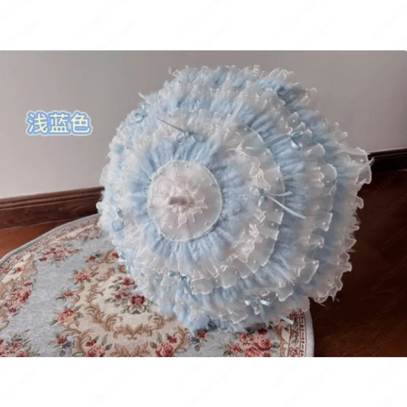 Original handmade lo umbrella dark little feathers lolita umbrella flower marriage lace wedding photography umbrella props