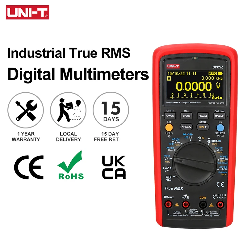 UNI-T Industrial True RMS Digital Multimeters UT171C AC DC Digital Ammeter Voltmeter Capacitor Tester Frequency Meter