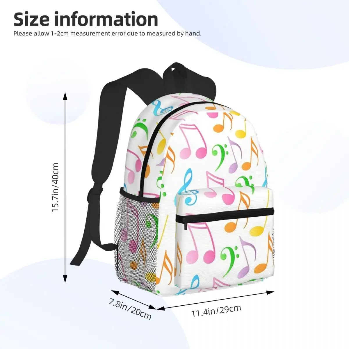 Music Notation Musical Notes Student Backpack School Bag Hiking Travel Daypack for Men Women Fashion Bookbag Shoulder Bags