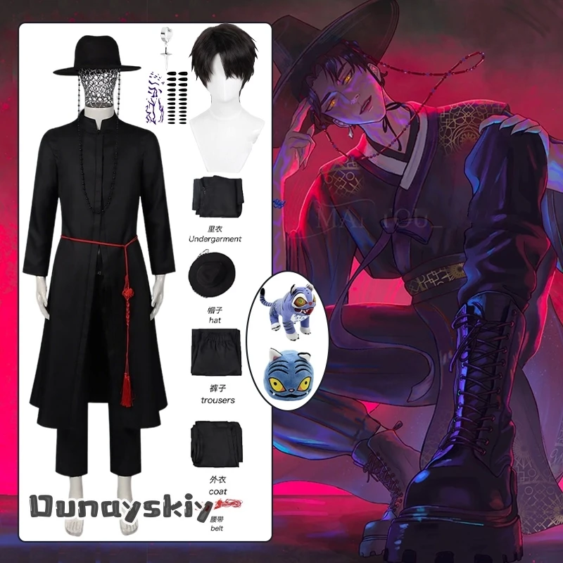 Disfraz de Anime Demon KPOP Saja Boys Jinu, batas tradicionales de estilo coreano con sombrero, disfraz de Halloween para traje unisex