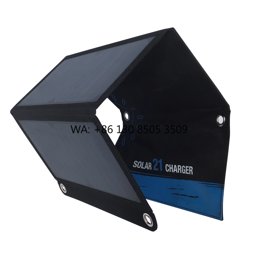 

High Quality Portable Sunpower Solar Panel PET Foldable Charger with Dual USB 21W Solar Panel Bag for Camping