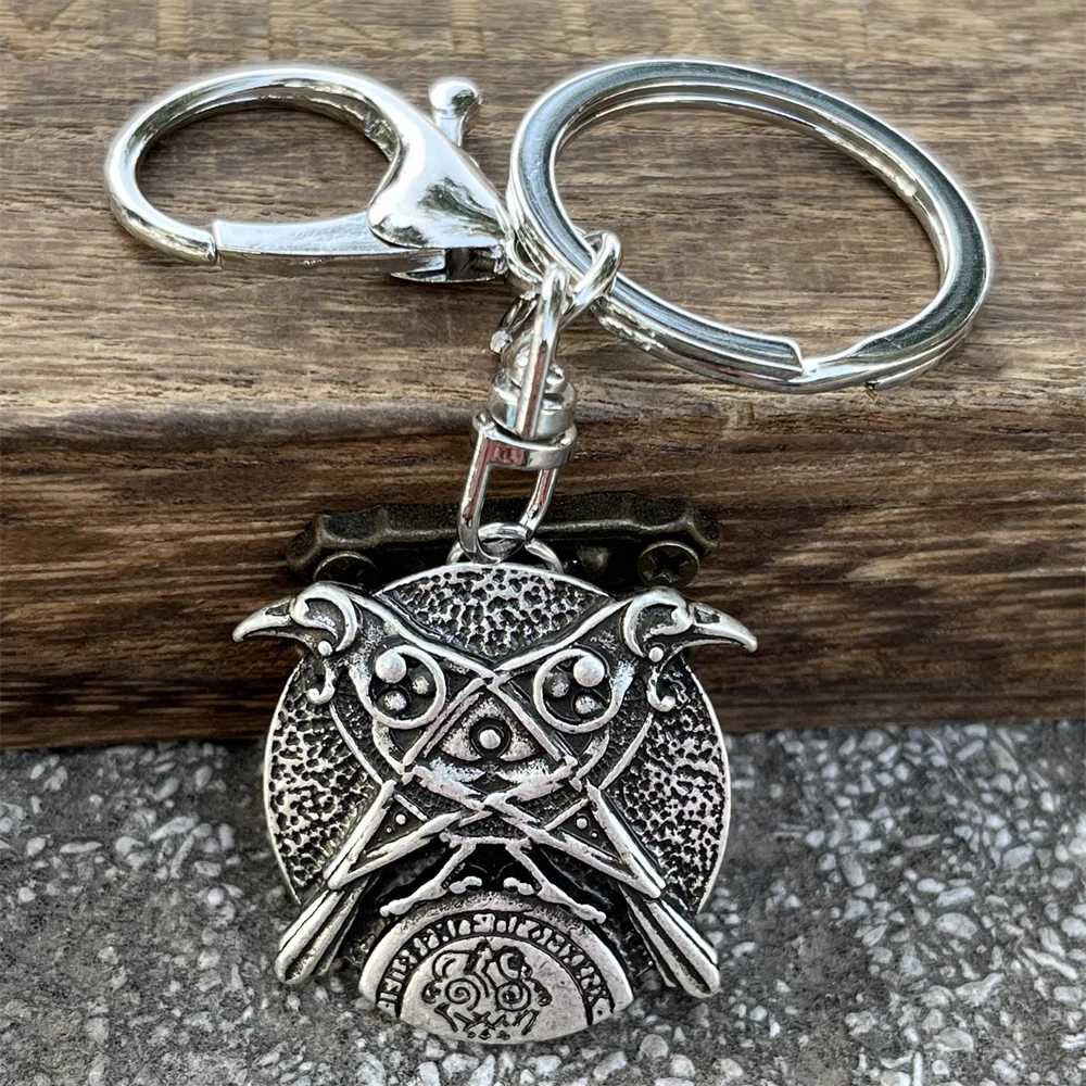 Nostalgia Odin Raven Keychain Viking Crows Sleipnir Horse Futhark Runes Gadgets For Men Women Key Ring