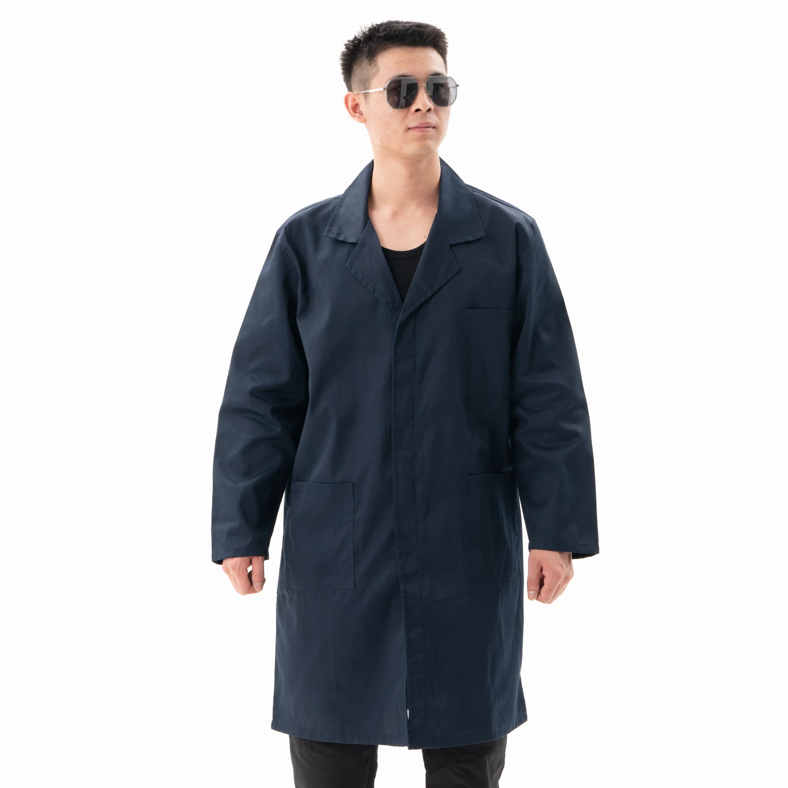 

Lapel long sleeved protection work clothes hidden buttons with multiple pockets dustproof and breathable work clothes jacket