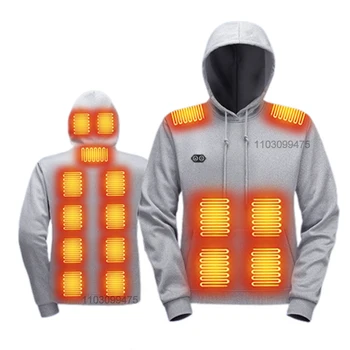 Self Heated Jacket Men Women Sweatshirts Hoodies 17 Areas USB Heated Clothing Winter Thermal Skiing Camping Hiking Sweatshirts