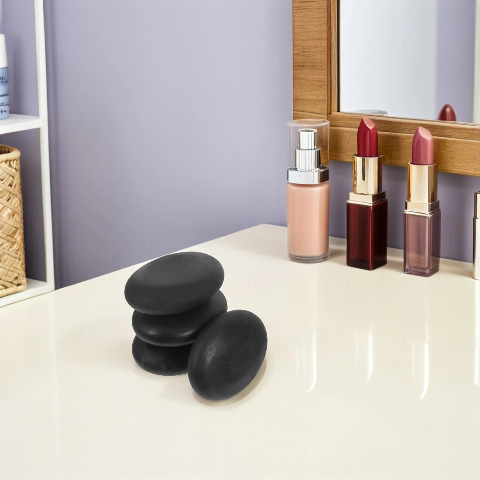 مجموعة أحجار البازلت الاحتفاظ بالحرارة مكونة من 4 قطع للعناية بالقدم في صالونات التجميل الاحترافية وتدليك الجسم ومجموعة أحجار الحجر الأكثر دفئًا #6