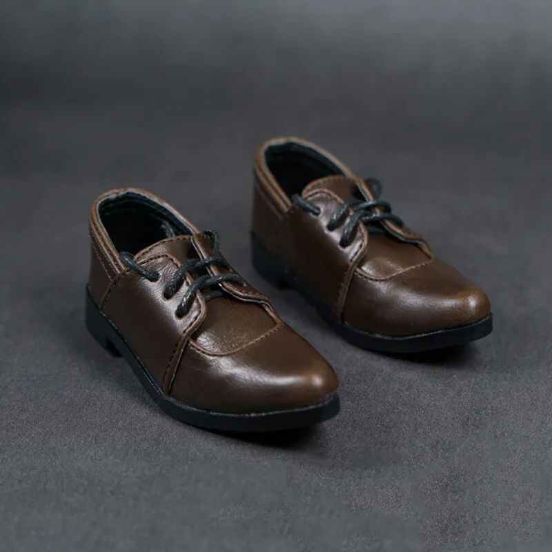 1/3 BJD/SD poppenschoenen bruin platte puntige leren veterschoenen model