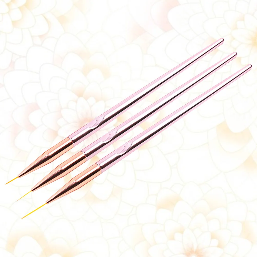 

3Pcs Nail Art Pen Set Rose Gold Plating Rod Fine Tip Nail Brush Precision Drawing Liner Pen DIY Manicure Tools