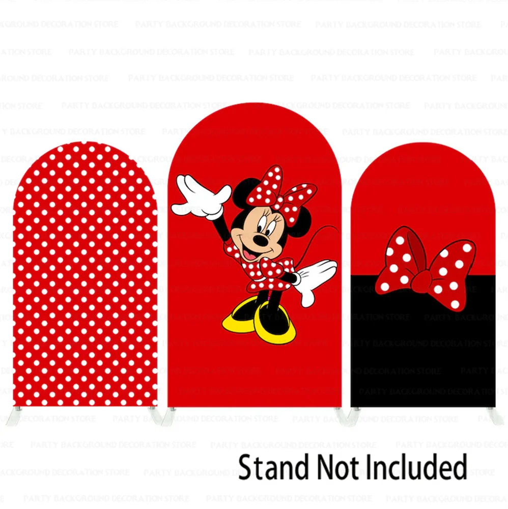 Red Dots Bow Tie Girls Minnie Mouse Head Birthday Party Arch Backdrops Cover Baby Shower Background Photography Photo Studio