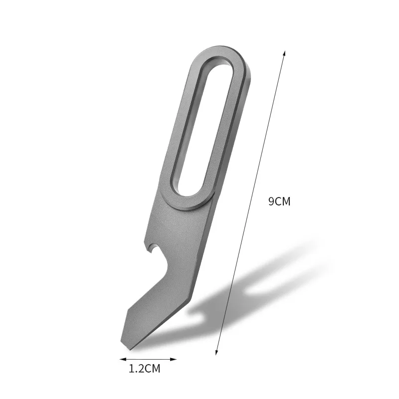 Multifunktionaler Schlüsselanhänger aus Titanlegierung, Flaschenöffner, Mini-Stemmeisen, EDC-Express-Schneidewerkzeug für den Außenbereich