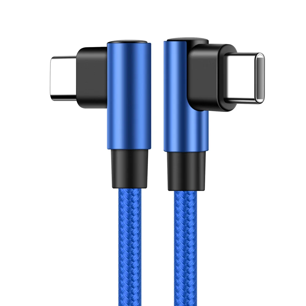 90 graden elleboog Type-c kabels 20V 3A 60W PD snel opladen USB C naar Type C nylon gevlochten kabel 0,2 m 0,5 m 1 m 2 m 3 m