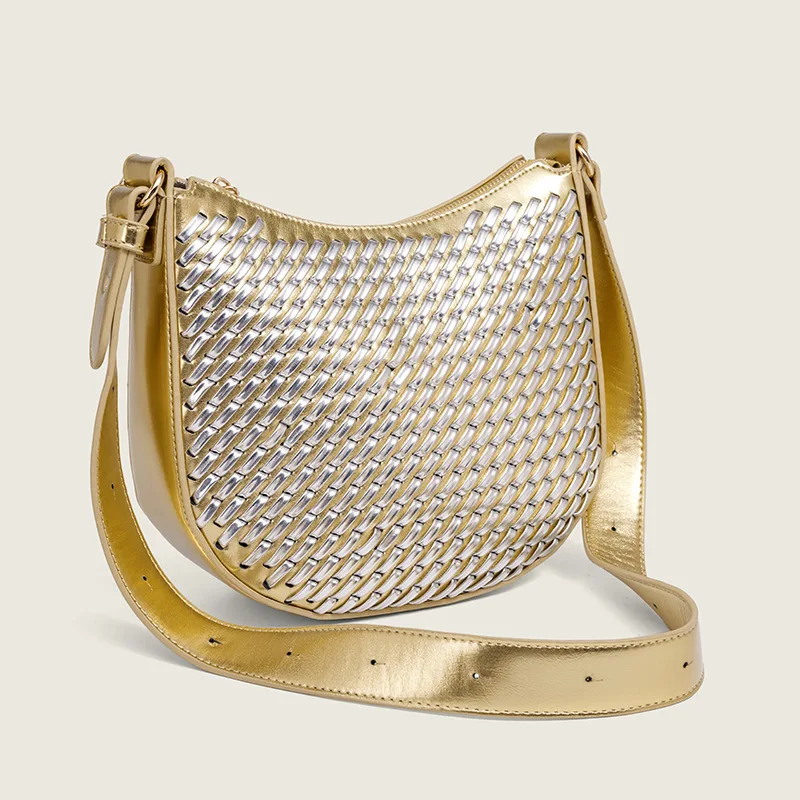 Semicircle Saddle Bags for Women Handbags Large Capacity weaving PU Leather Ladies Shoulder Messenger Bag bolsa feminina Totes