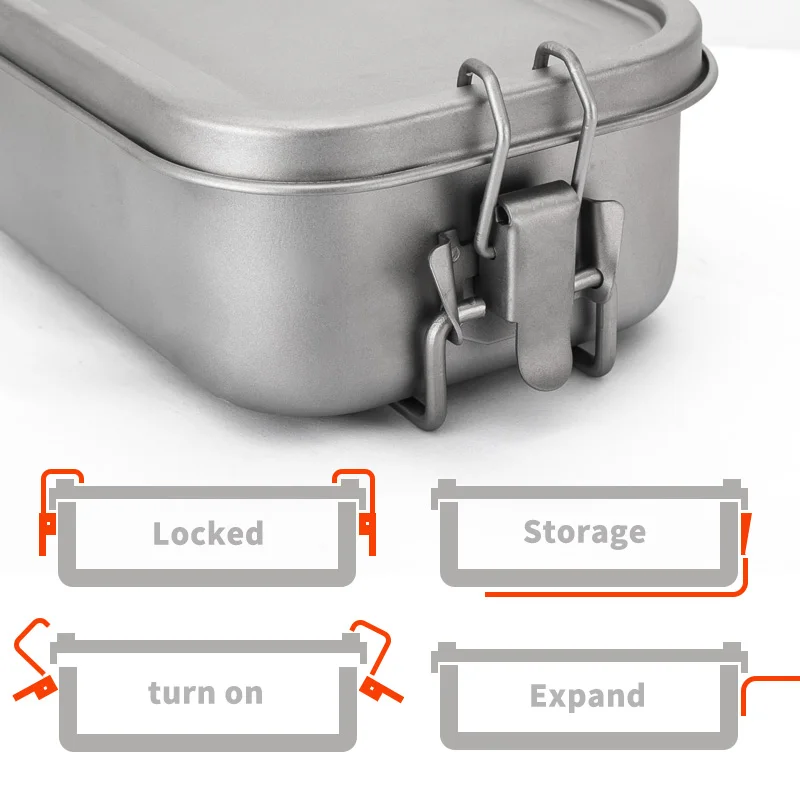 TiTo Titanium 800ML Healthy Titanium Alloy Portable Bento Dinner Box Leak-Proof Lunch Boxes Rectangle Food Storage Containers