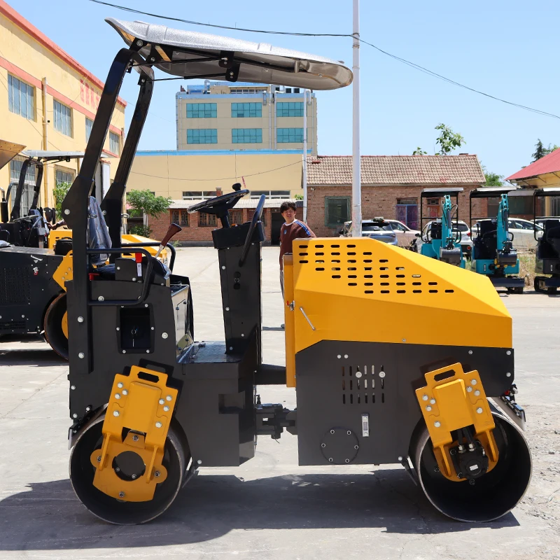 Mini rouleau de route de 1 tonne, compacteur vibrant pour le travail de tranchée d'aménagement paysager et la réparation de petites routes