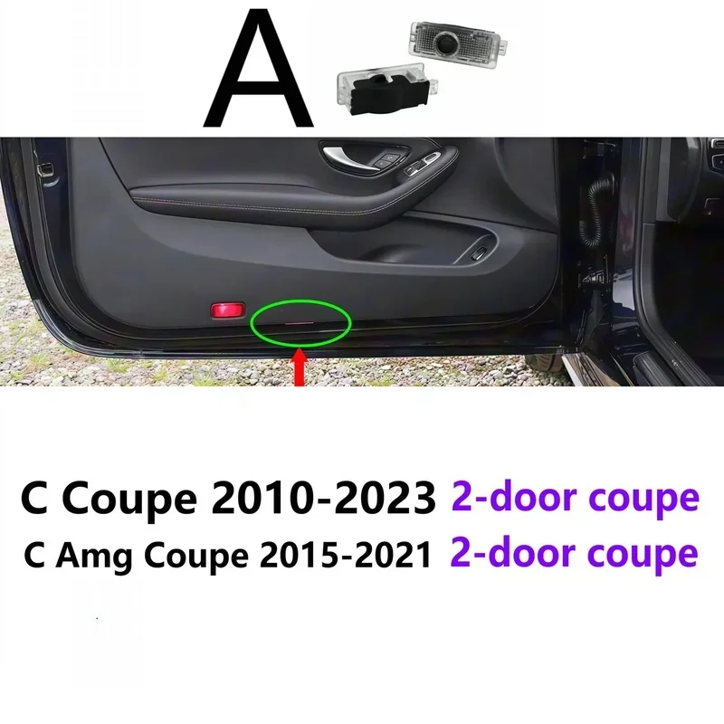 HD For Mercedes Benz Class C Coupe W205 W206 Led Car Door Projector Welcome Light Accessories Amg C205 S205 2010-2023 2012 2021