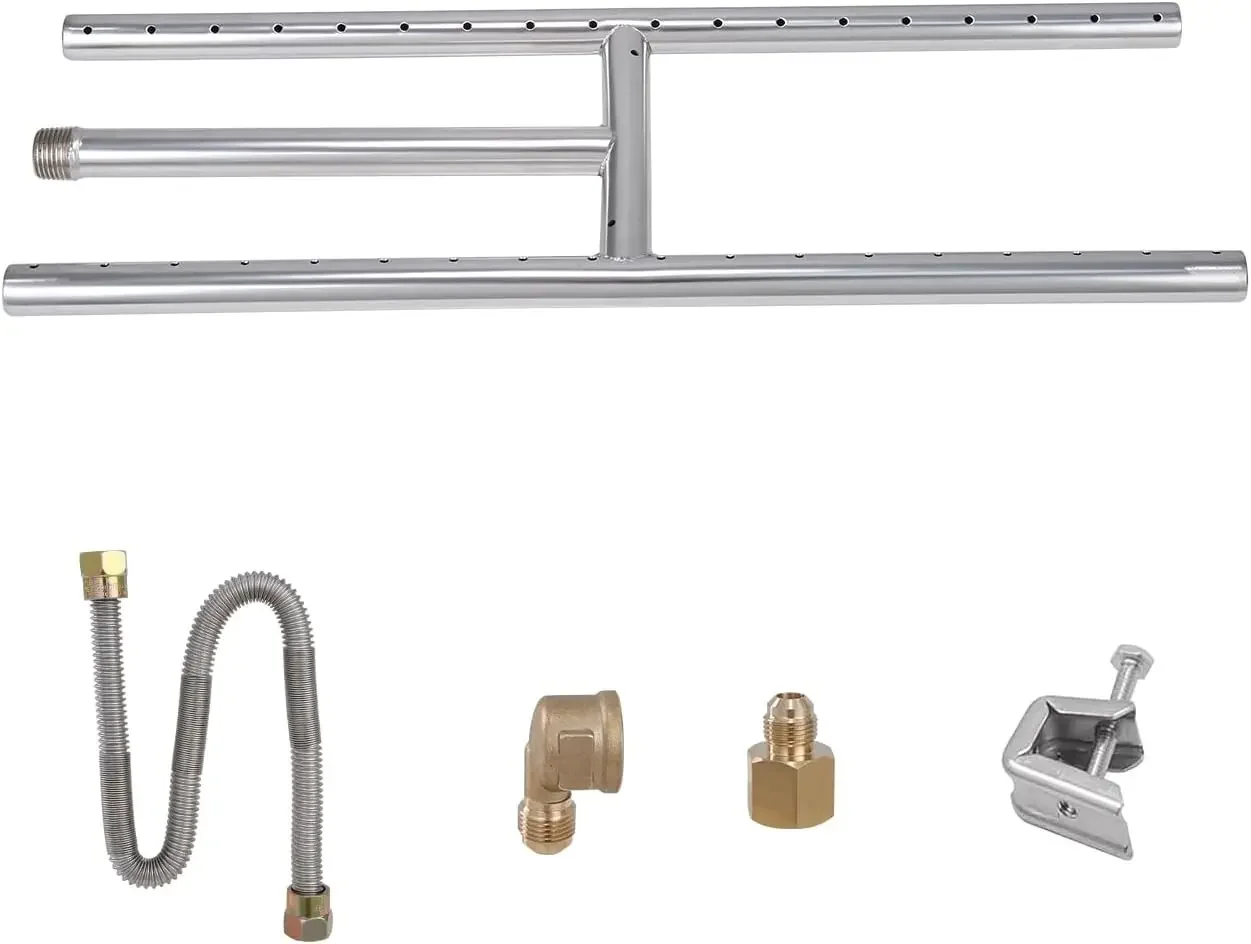 Sartén para fogones empotrable de 6 x 18 pulgadas, quemador rectangular para fogones de acero inoxidable, sartén para fuego de gas natural y propano