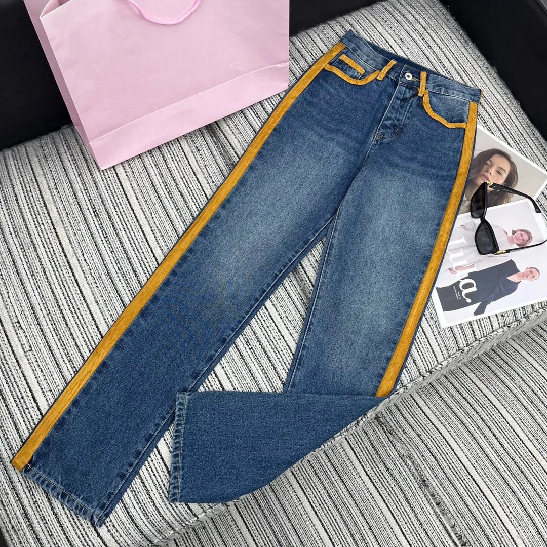 

High-end women's 2024 summer new elk velvet high-waisted straight leg personality color pocket jeans y2k jeans