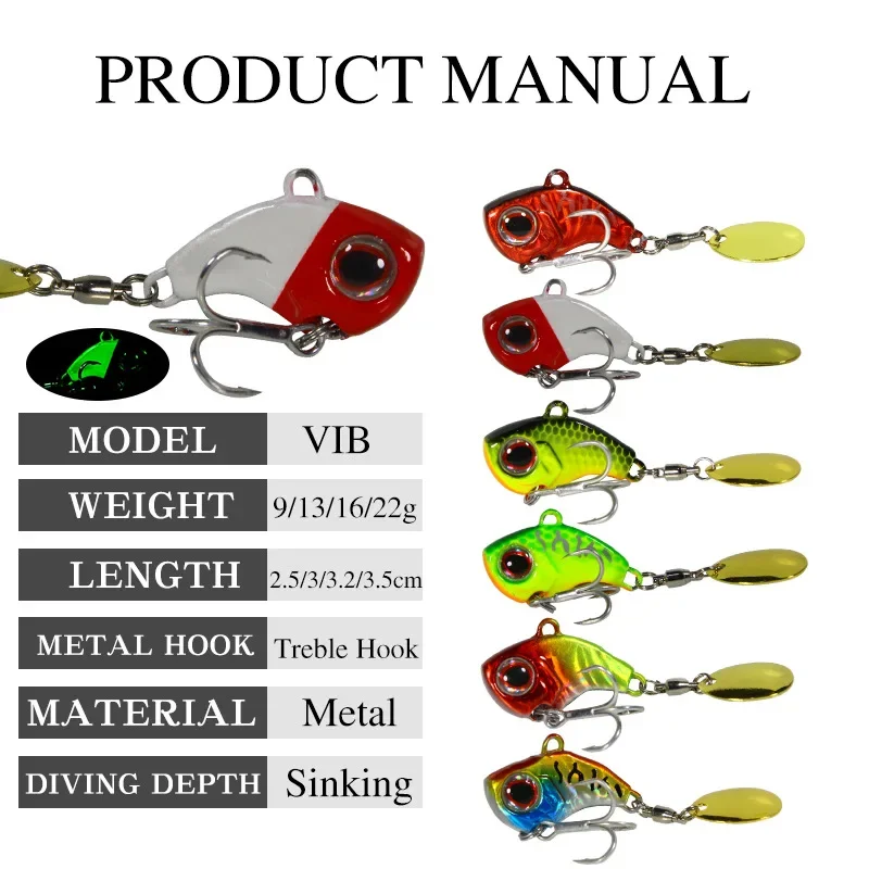 ZWICKE 1pc 9g 13g 16g 22g  Wobble Rotating Metal Vib Vibration Bait Winter Fishing Artificial Hard Bait Spinner Spoon Lure Pesca