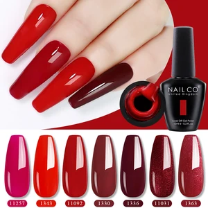 NAILCO Seri Warna Merah 15ML Cat Kuku Perlengkapan Kuku Semi Permanen untuk Manikur Seni Kuku Rendam Pernis Hibrida UV LED Rendam 12 gel gelembung penjualan terbaik - №