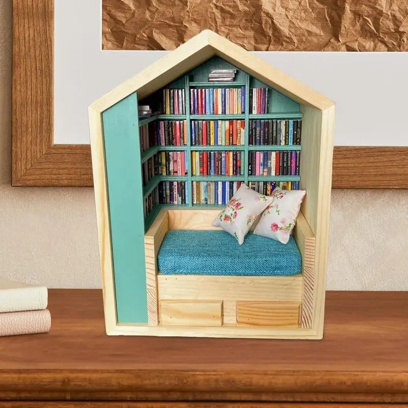 Miniature Booknook Kit Booknook Kits For Adults 3D Tiny House Library Creative Craft Wooden Decoration Tiny World Inside Wood