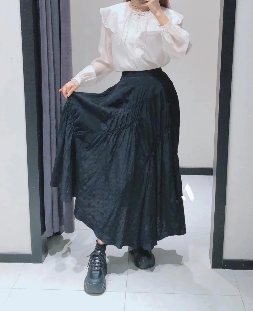 

ZMOY Pure, оригинальная летняя женская клетчатая асимметричная плиссированная юбка-миди с высокой талией, лето 2023, юбка трапециевидной формы в стиле ретро