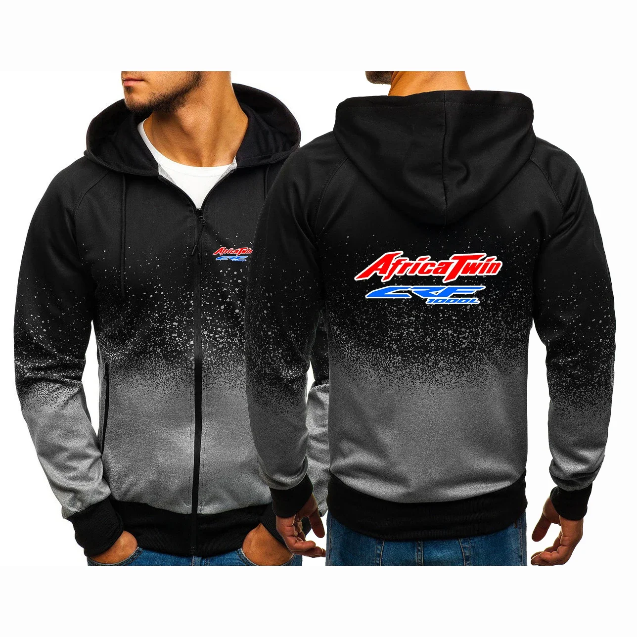 Africa Twin Crf 1000 L Crf1000 Logo Print Spring Autumn Men's Outdoor Sports Casual Gradient Color Hooded Jacket Zip Sweatshirts