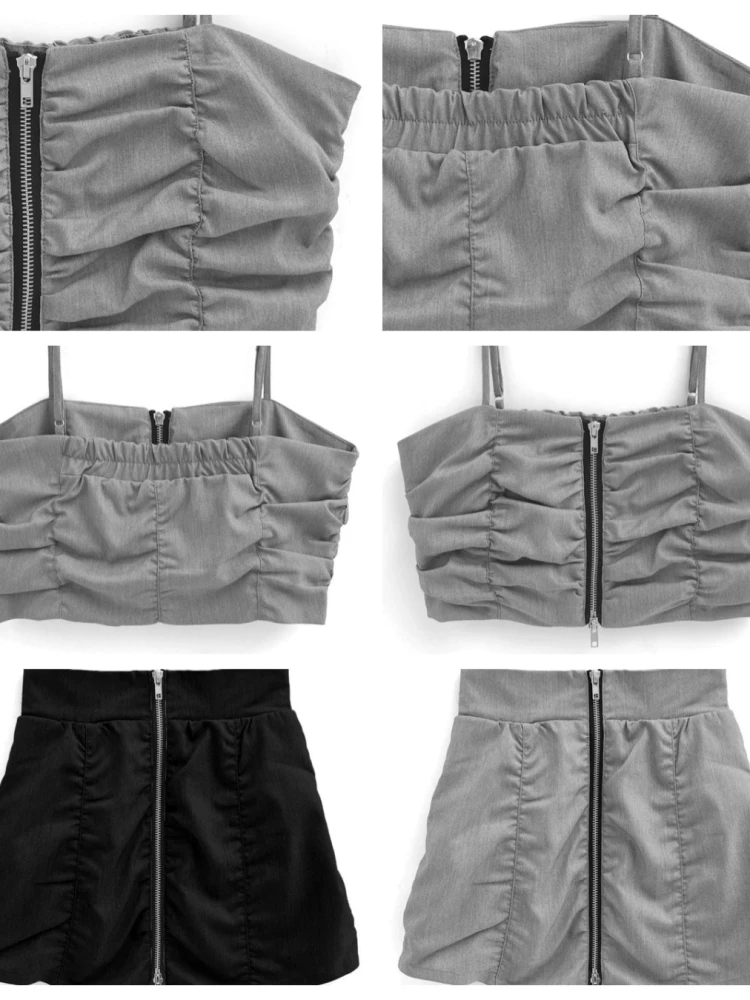 Primavera Verão 2025 Saia  de Cintura Alta em Linha A Fena Casual Sexy com Alças Saia de Fibra de Poliéster Estilo de...