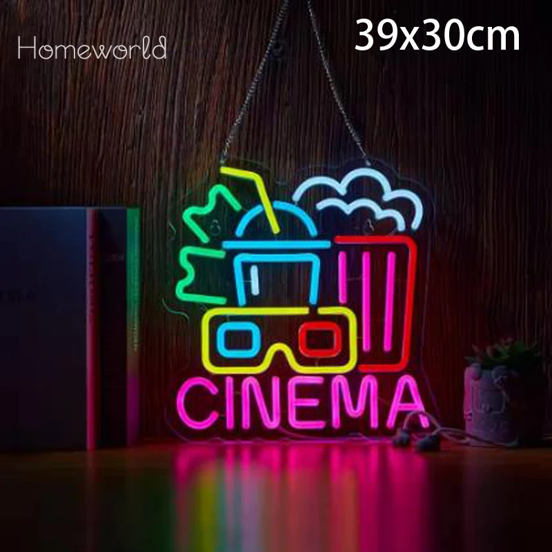 

Кинотеатр Светодиодная неоновая вывеска с питанием от USB Неоновый свет с регулируемой яркостью Настенный декор для декора комнаты Вечеринка День рождения Подарок ручной работы Театральный художественный фильм