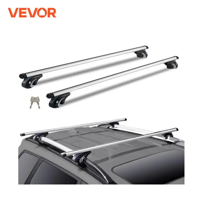 VEVOR Roof Rack Crossbar Adjustable Aliuminum Roof Rail Crossbar Baggage Luggage Carrier 200LBS Top Roof Crossbar Silver Black