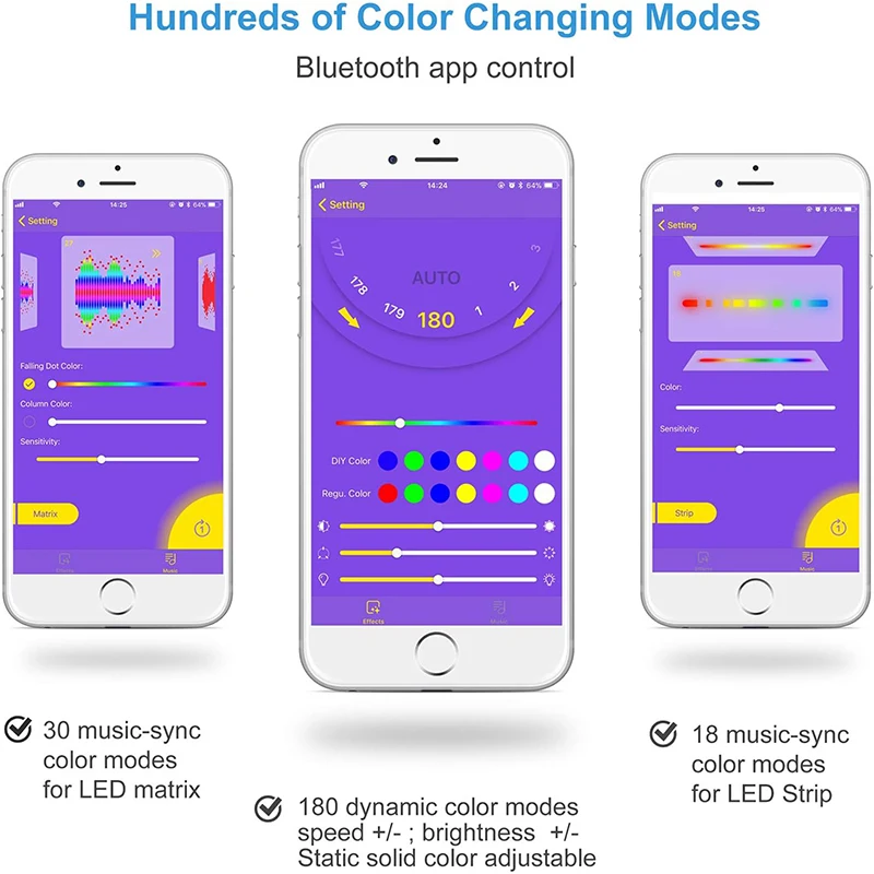 SP107E Music Sync Bluetooth App Controller for WS2811 WS2812B SK6812 Dream Color RGB IC String Strip Matrix Panel Mic/AUX Input