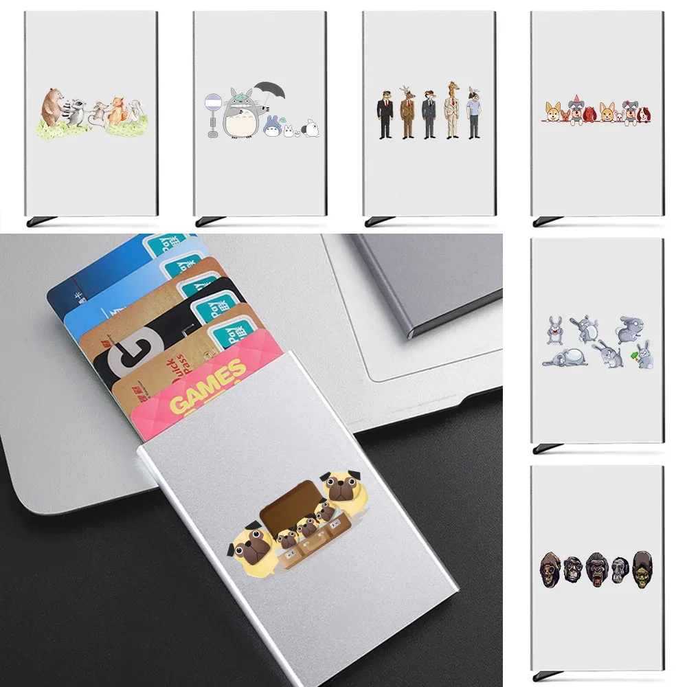 

ID Credit Bank Men Card Holder Mini Brand Cute Cartoon Luxury Wallet Anti Rfid Blocking Protected Magic Slim Money Wallets Case