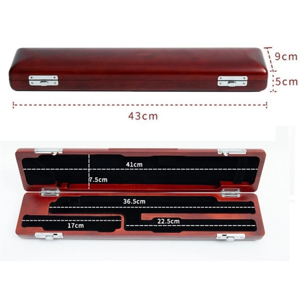 Portable Storage Case For 16 17 Holes Flute PU Leather Portable Flute Protective Wooden Box Musical Instrument Accessories